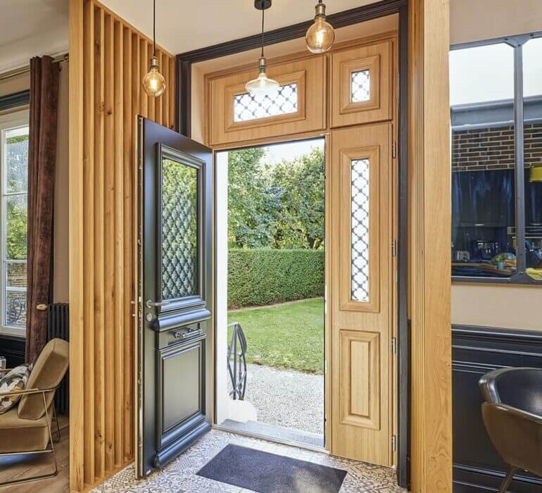 Porte d'entrée bois alu