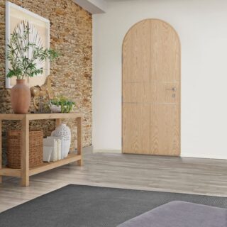 Porte d'entrée acier alu chene