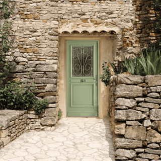 Porte d'entrée bois vert