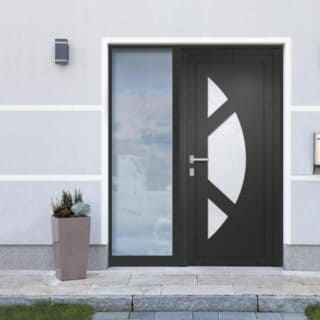 Porte d'entrée maugin pvc aspect contemporain couleur gris