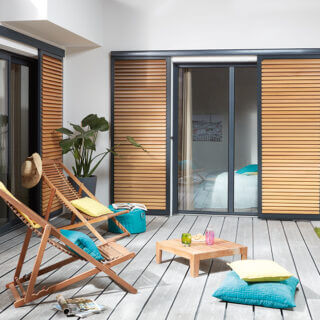 Volet coulisant bois et aluminium