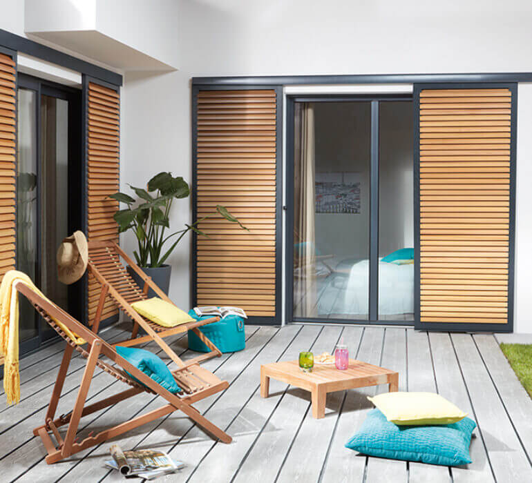 Volet coulisant bois et aluminium