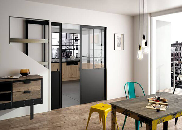 Porte a galandage double ventaux